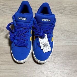 Adidas Blue Sneakers with Yellow Accents